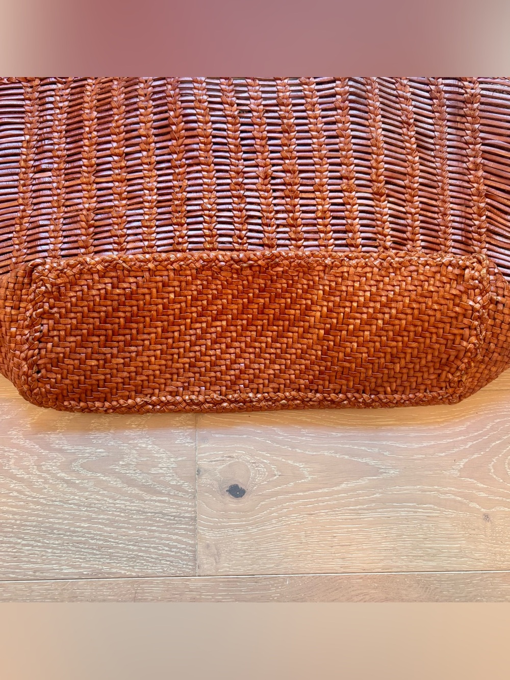 Dragon Diffusion Window Shopper Woven Leather Tote Bag in Tan - Picture 6 of 8